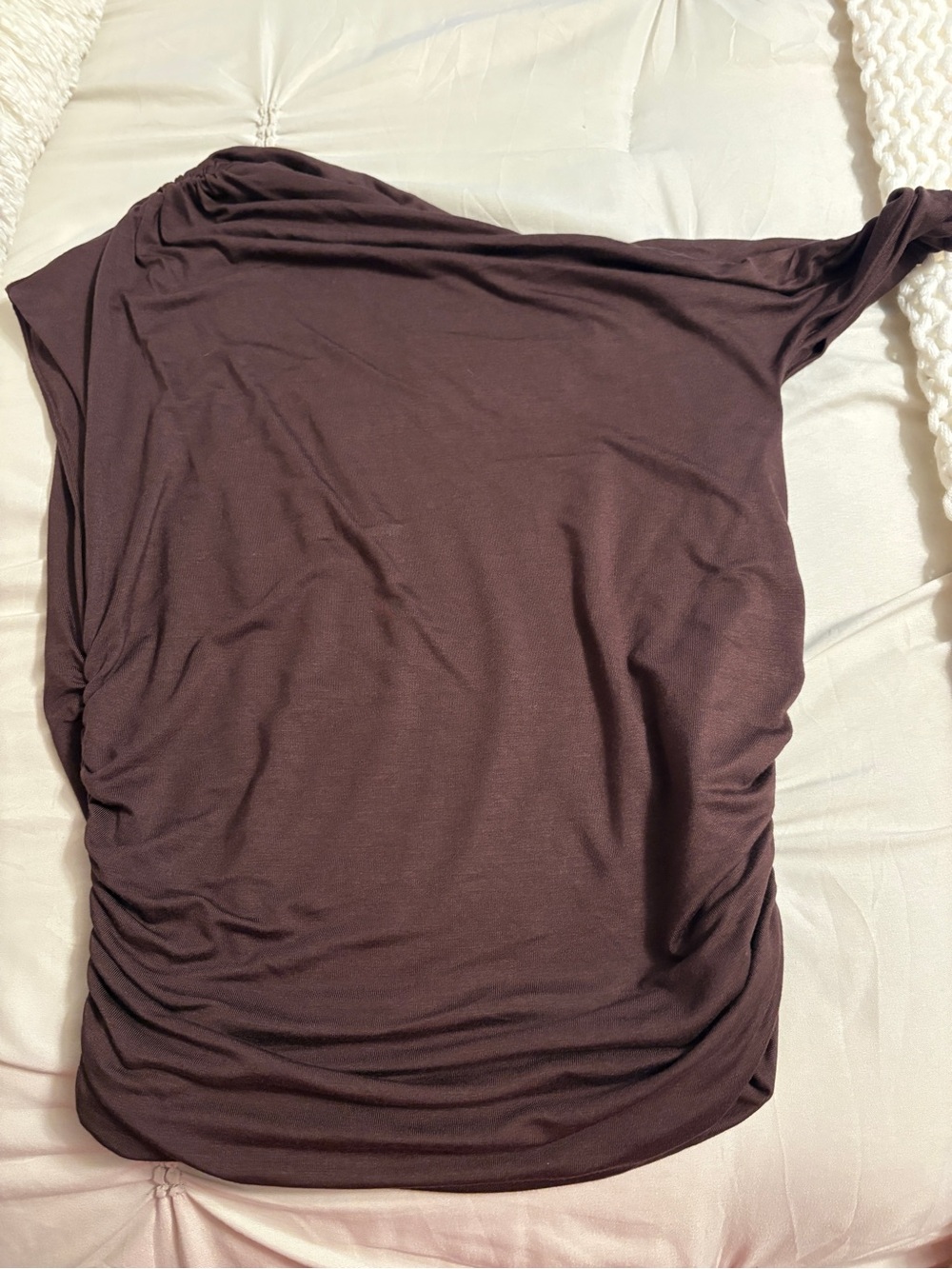 Altar'd State One-Shoulder Ruched Tank Top - Chocolate